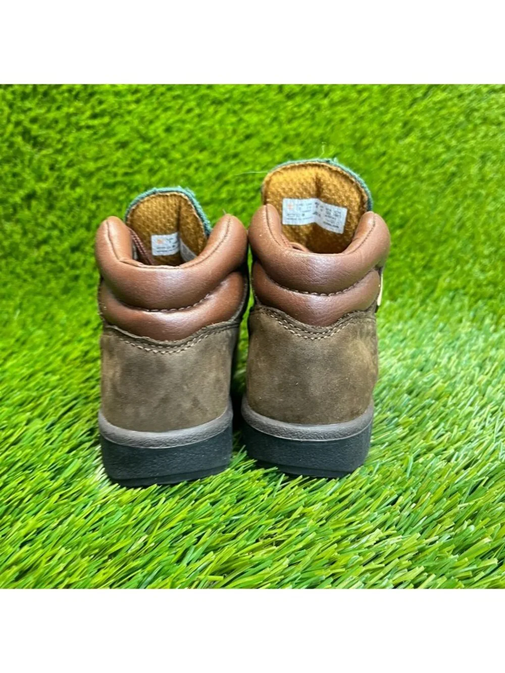 Timberland Field Boys Size 8C Brown Green Outdoor Waterproof Lace Up Ankle Boots
